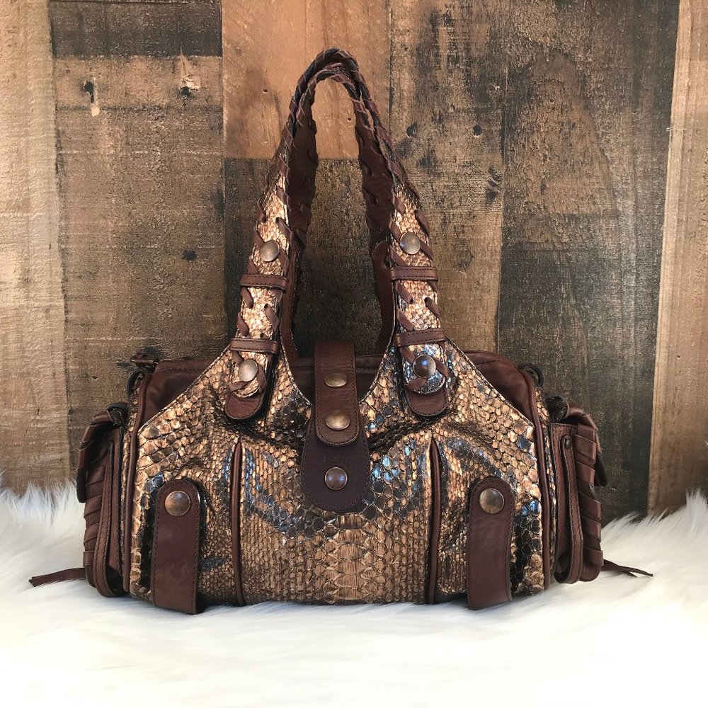 Chloe Silverado Python Leather Copper Satchel